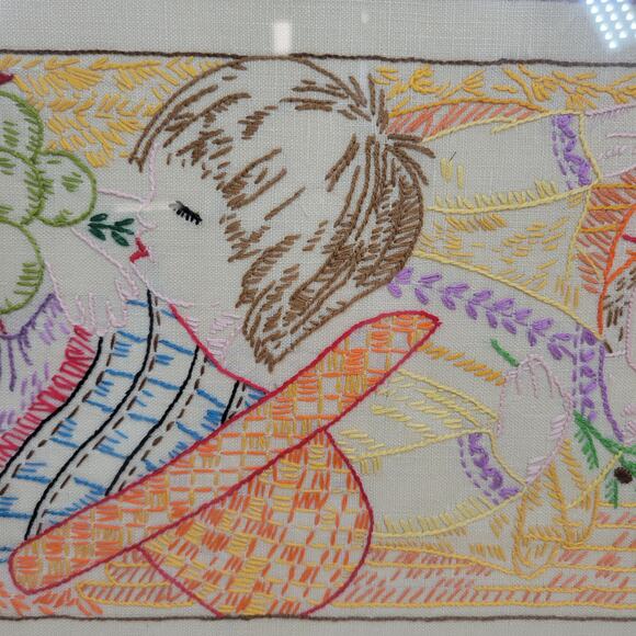 VINTAGE Finished Embroidery Religious Childrens Praying Kneeled Down Framed - Picture 8 of 16